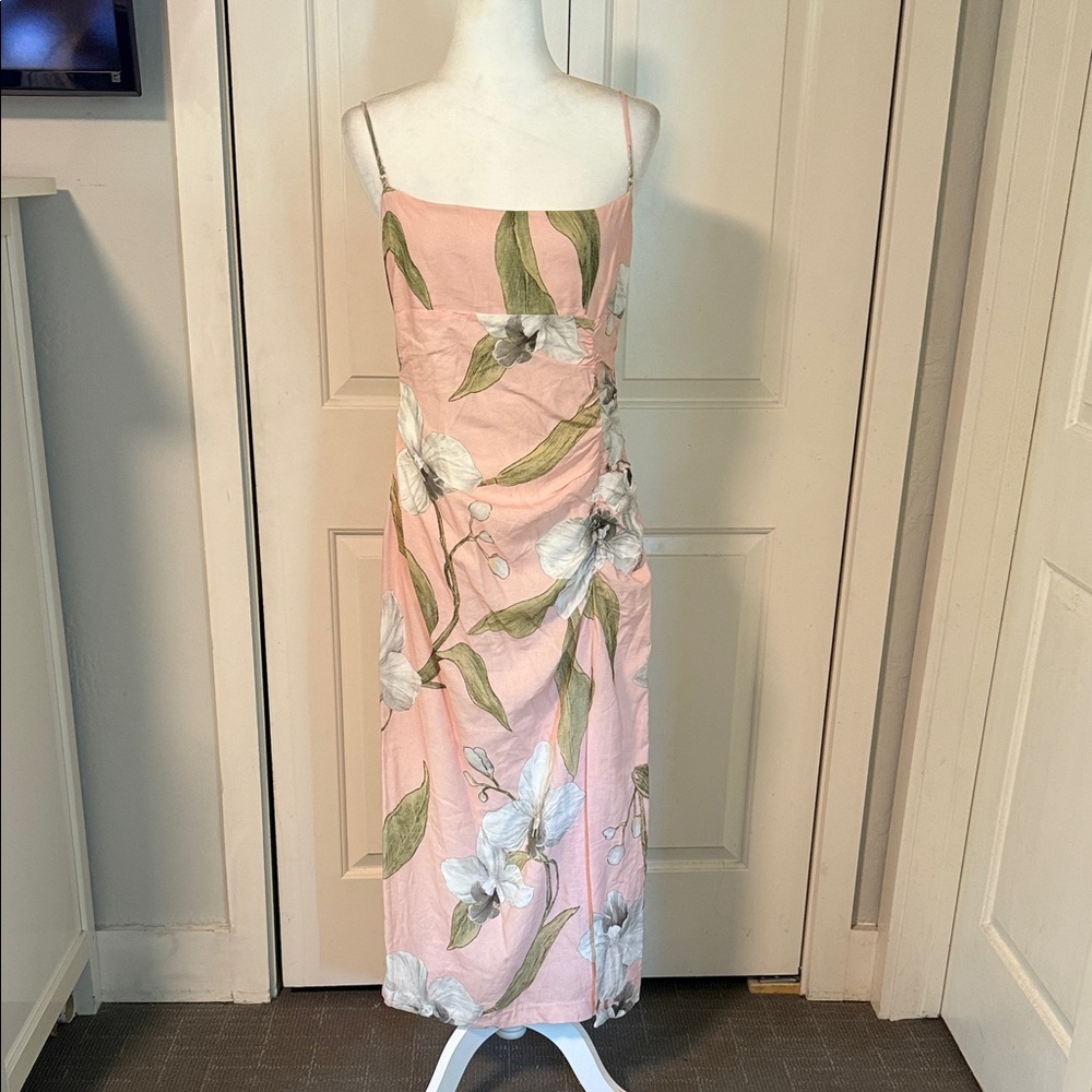 Zara Pink Floral Midi Dress